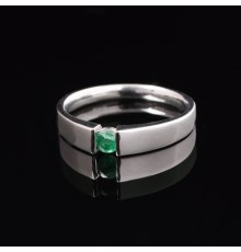 Balto aukso žiedas su Smaragdu
